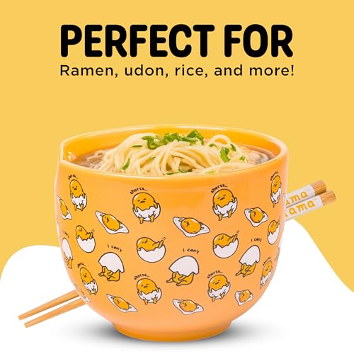 Sanrio Gudetama Yellow Egg, Ramen Bowl with Chopsticks, 20oz - view 4