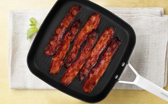 Grill Pan with Lid, 9.5-Inch Square Non-Stick Aluminum