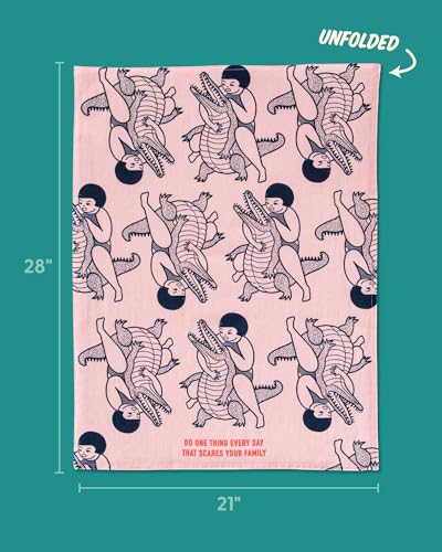 Kitchen Dish Towel, 100% Cotton, 28 x 21 Inch, Funny Screen-Printed Design