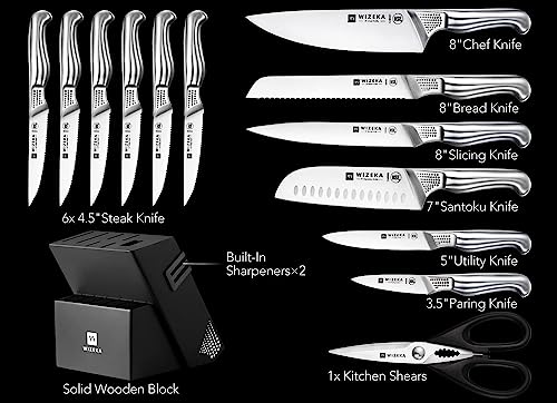 Knife Set, 15 Piece Kitchen Knife Set with Block and Sharpener - view 3