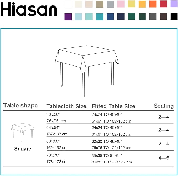 Tablecloths, 2 Pack, Red Polyester, 60 x 60 Inch Square, Spill Resistant