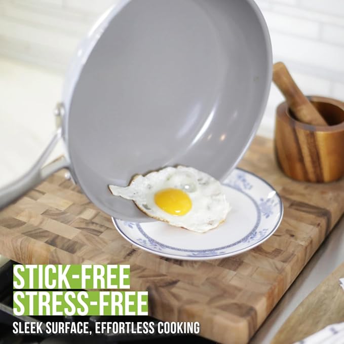 Stir-Fry Pan, Ceramic Nonstick Aluminum, Silver, 12-Inch
