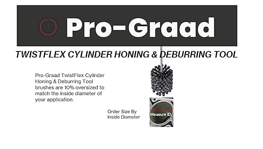 TwistFlex Cylinder Hone | 3” 240SC Flexible Cylinder Honing & Deburring Tool | 3” (76.2mm) Bore Brush for Hole Diameters 2.8"- 3.02" | Silicon Carbide 240 Grit | 13.5" Length | 1 Pack