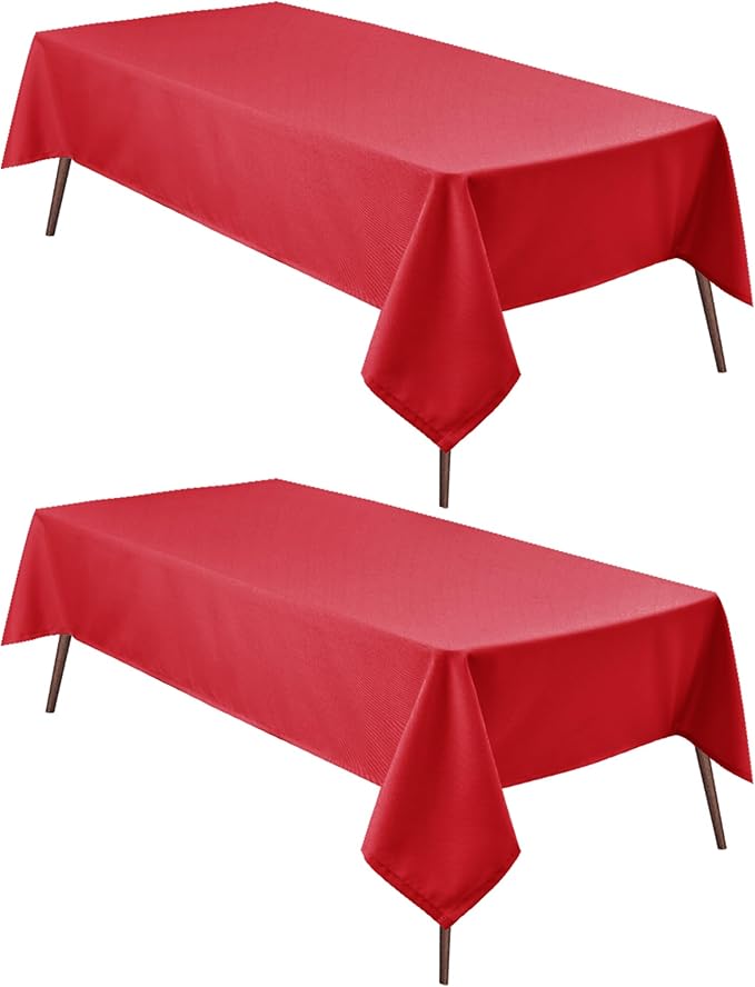 Tablecloths: 2-Pack Red Rectangular, Water-Resistant 100% Polyester