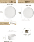 Dinnerware Set, 12-Piece Lead-Free Porcelain Set in Ivory White for 4