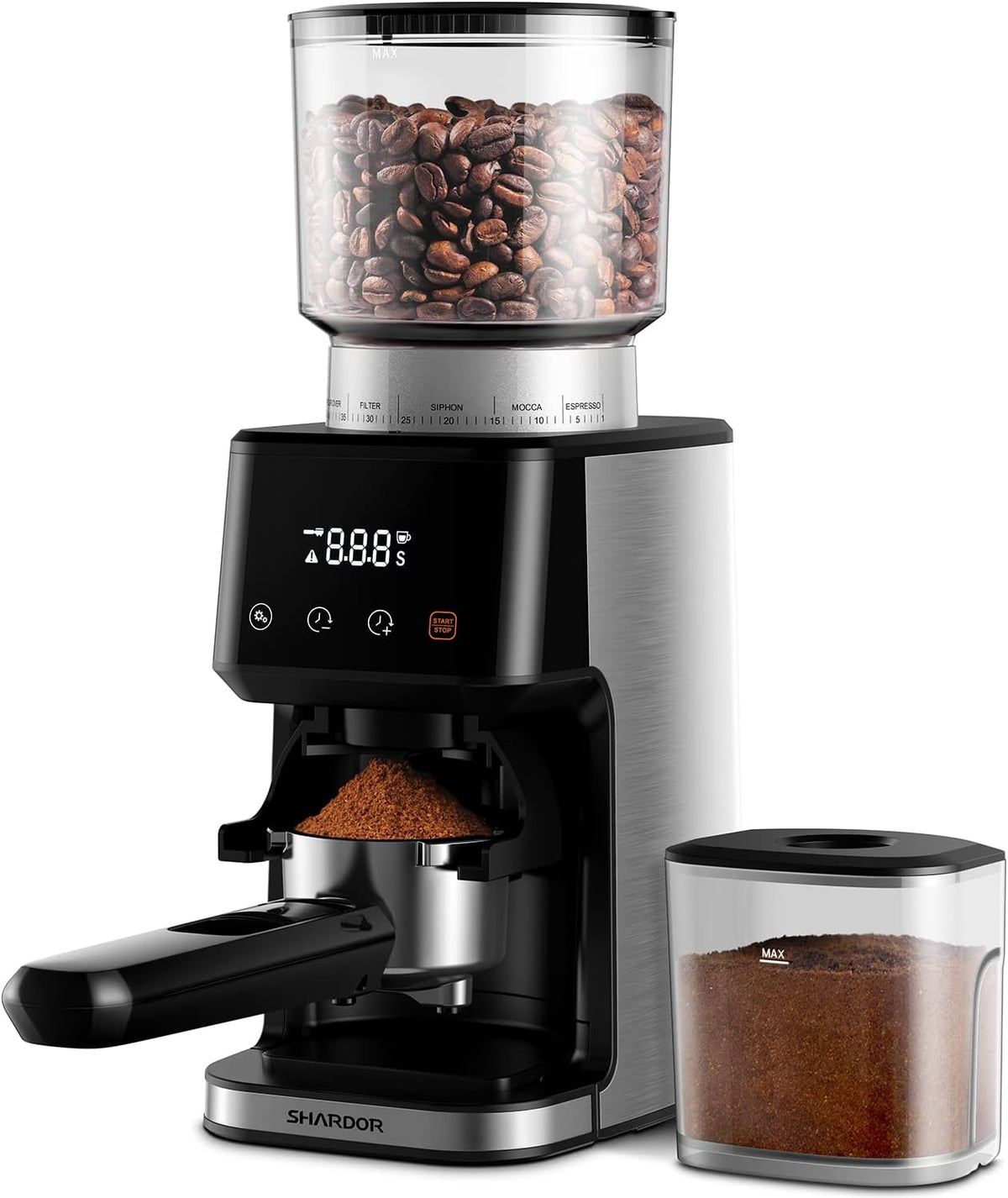 Conical Burr Espresso Coffee Grinder Electric with Precision Timer 2.0