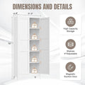 Pantry Cabinet, 75 in Metal with 2 Doors and 4 Adjustable Shelves, White