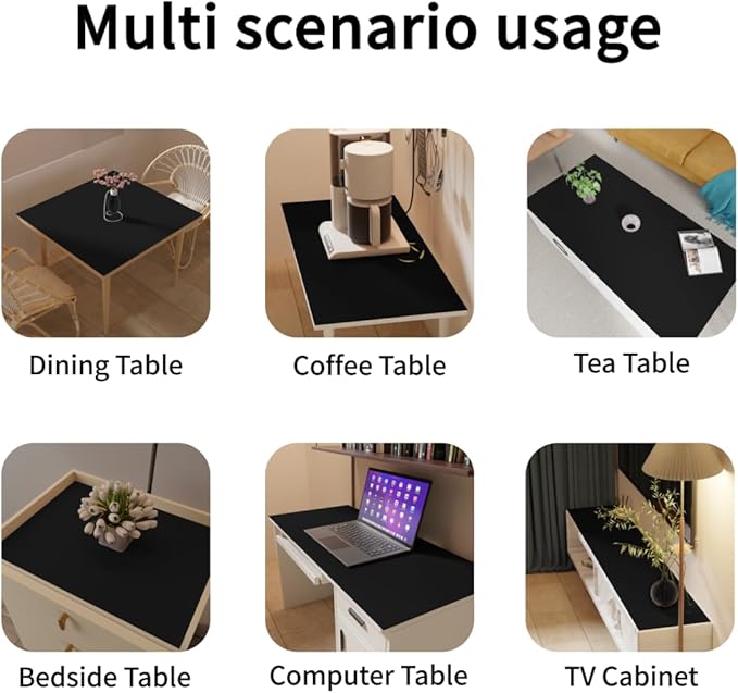Leather Table Cover,1.8mm Thick,42x78 Inch Table Protector,Table Protector for Dining Room Table,Table Pads for Dining Room Table Rectangular.(Black+Black,42x78)