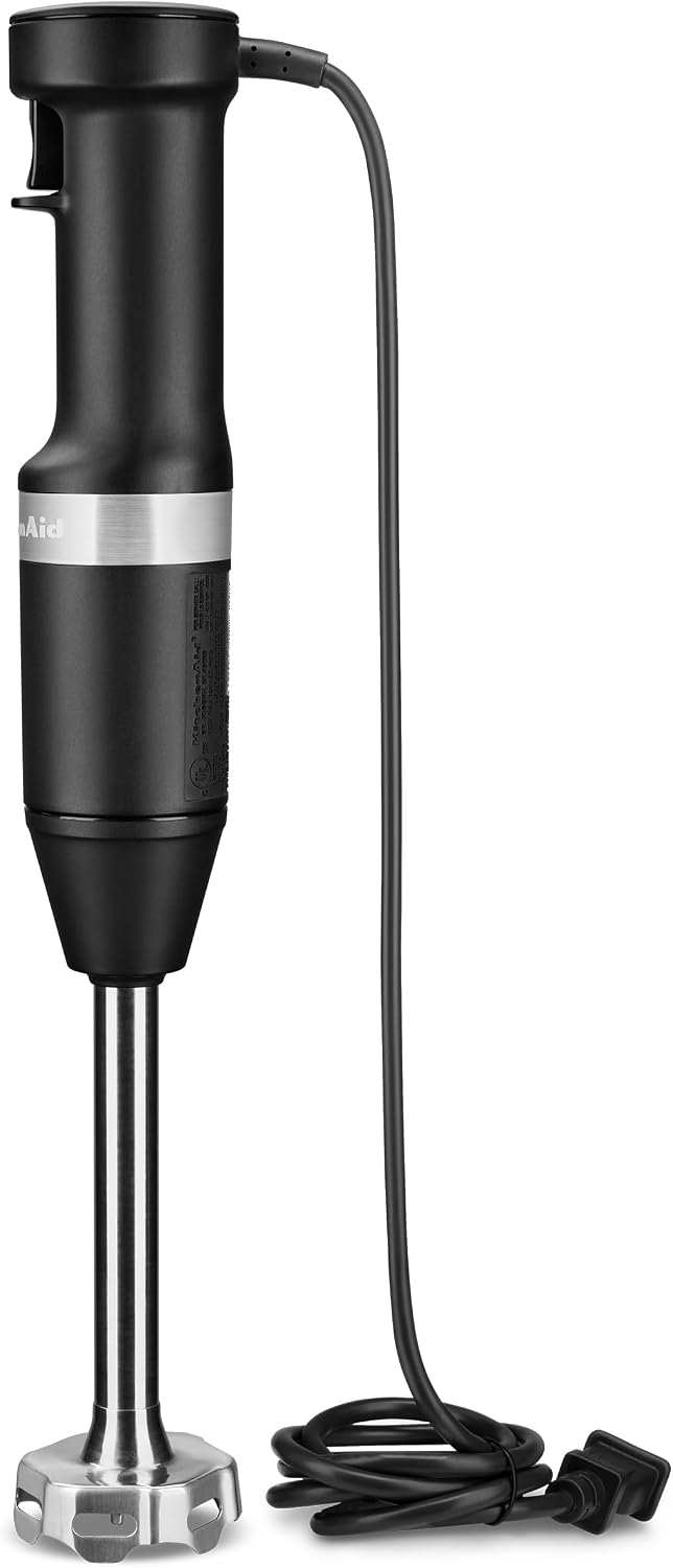 Hand Blender with 7 Speeds, 2.5-Cup Chopper and Whisk, Matte Black