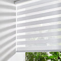 Persilux Cordless Zebra Blinds for Windows Shades (53" W x 72" H, White) Dual Layer Fabric Light Control for Day and Night Room Darkening Sheer Roller Shades for Home, Bedroom and Office