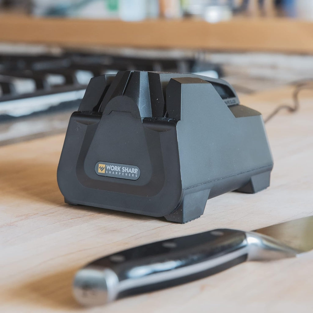 Knife Sharpener with Guided Slots, Countertop Size, Black