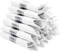 N9R 50 Pack Pre Rolled Silver Plastic Cutlery Set, 50 Forks, 50 Knives, 50 Spoons, 50 Napkins, Disposable Cutlery Set for Party and Wedding