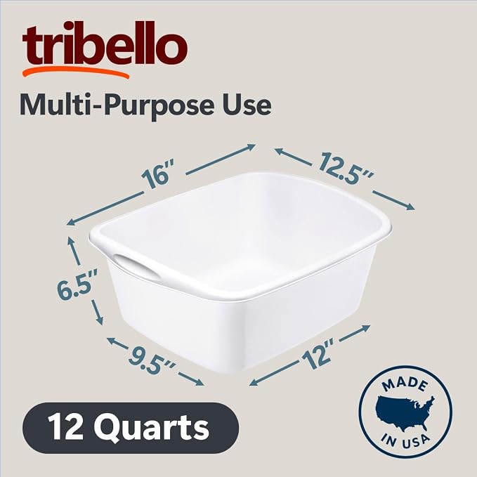 Plastic Wash Bucket Set, 2-Pack, 12 Quart, White