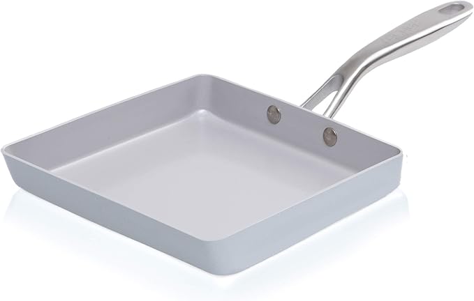 Tamagoyaki Omelet Pan, Ceramic Nonstick Aluminum, 8.5-Inch Silver