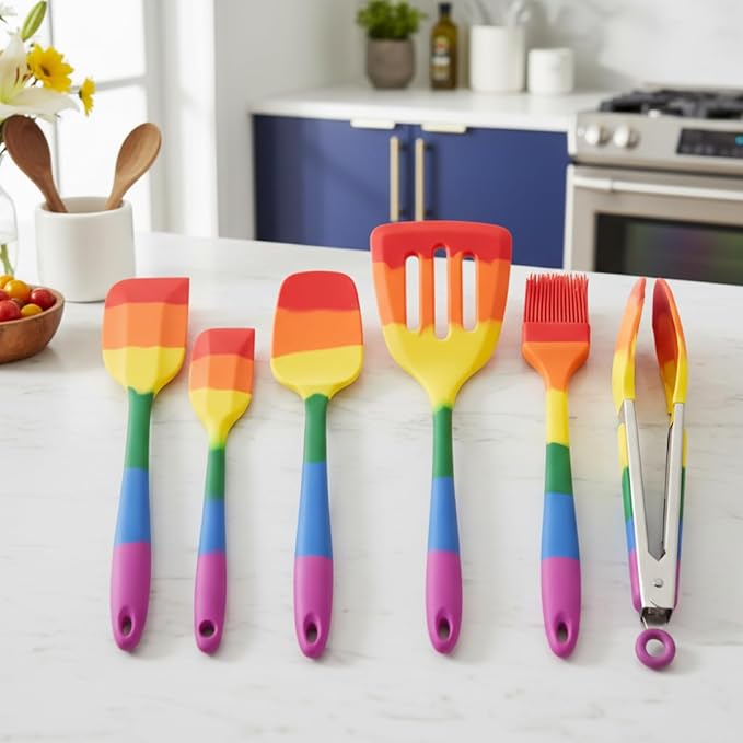 Cooking With Pride Non-Stick Spoon Spatula, Heat-Safe Silicone With Iron Core, 10.5-Inch