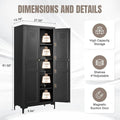 Pantry Cabinet, 61-Inch Tall Metal with 2 Doors and 4 Adjustable Shelves, Black