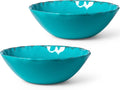 Serving Bowls Set of 2, Teal Melamine, 12-Inch Farmhouse Salad Bowls