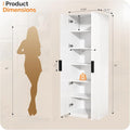 Pantry Cabinet, 70-Inch Tall, 5 Adjustable Shelves, Fluted Doors, White