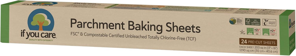 Parchment Paper Baking Sheets – 12 Pack of 24-Count Precut Liners - Unbleached