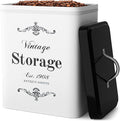 Amici Home Antique Shoppe Metal Canister | Dry Food Storage Container | Push Top Lid | 208 Ounce Capacity | Vintage Square Canister for Kitchen Countertop