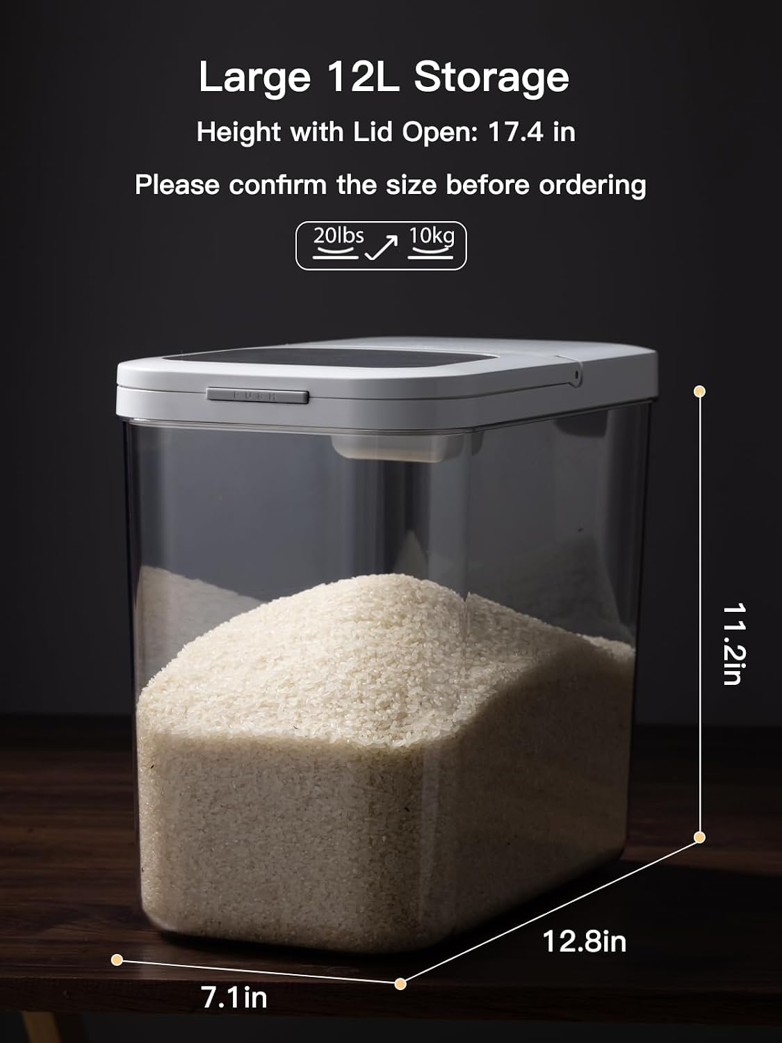 20-25 lbs Rice Dispenser with measuring spoon - Rice Container – alternate view