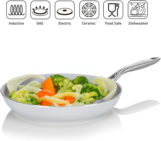 Stir-Fry Pan, Ceramic Nonstick Aluminum, Silver, 12-Inch
