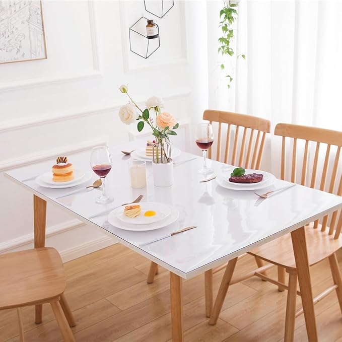 24 x 84 Inch Clear Table Cover Protector, Clear Table Protector for Dining Room Table, 1.5mm Plastic Table Cover, Waterproof Table Pad for Kitchen, Office
