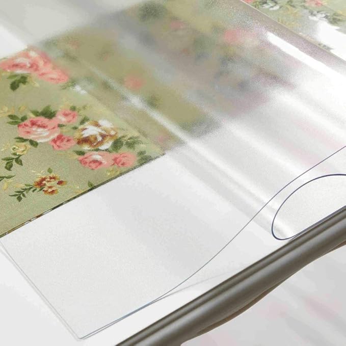 NECAUX Custom 27.6 x 70.9 Inch Frosted Table Cover Protector, 1.5mm Thick Plastic Waterproof Heavy Duty Desk Pad Mat Non-Slip Tablecloth Protector for Dining table, Sofa Table, Media Stand, Countertop