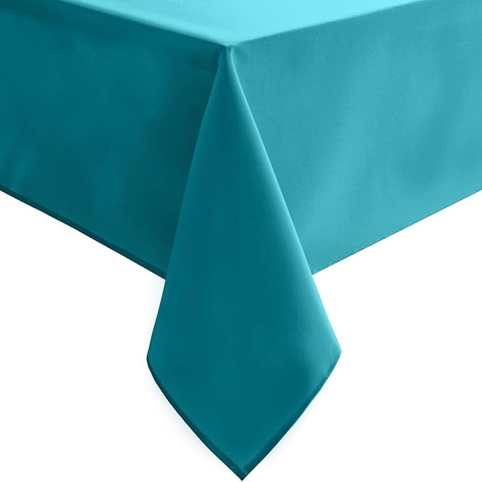 Tablecloth, Rectangular Turquoise Polyester, 54 x 120 Inch, Water-Resistant