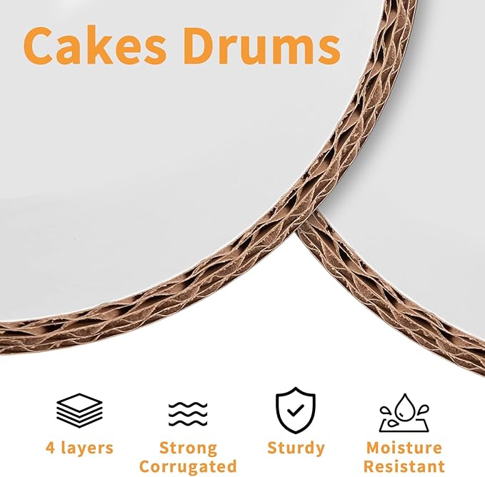 10pcs 16inch Food Grade Cake Rounds,1/2" Thick Cake Base Sturdy Multiple Layers of Corrugated Cardboard for Heavy or Multi Layer Cakes, Pastry, Display (16inch/10pcs)