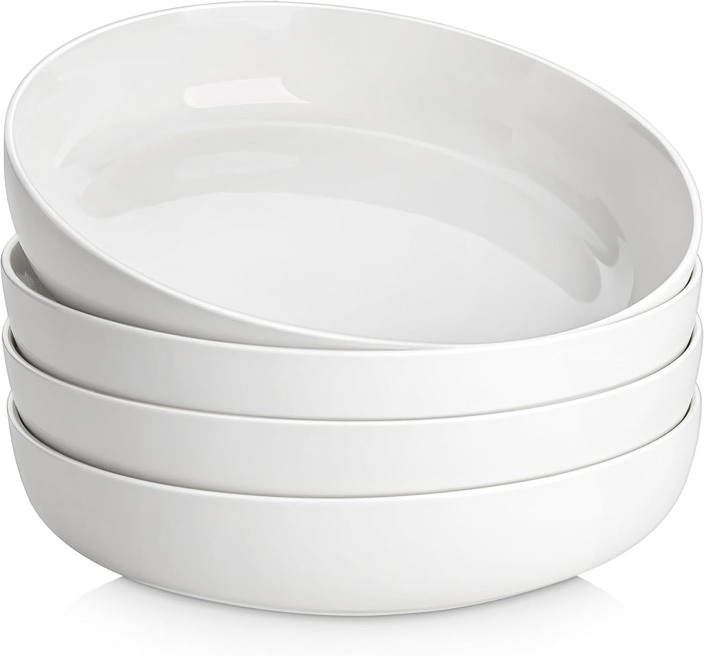 48 Oz Pasta Bowls Set of 4, Ceramic Salad Bowls, White