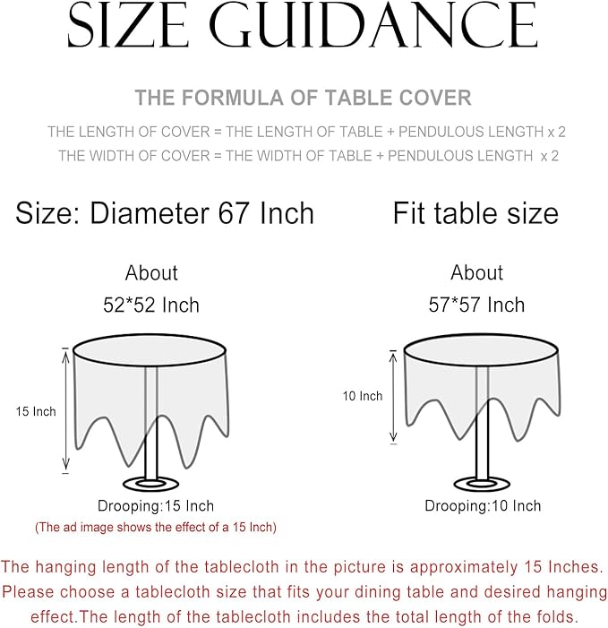 Round Tablecloth, 67-Inch, Polyester-Linen Blend, Vintage Red Floral Pattern