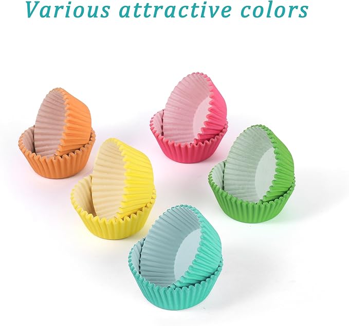 Baking Cups 1000 Count 1.4 Inch Mini Paper Liners in Rainbow Colors