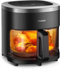 Glass Air Fryer,4.5QT Air Fryer with Viewing Glass Pot, Air Fry, Roast, Reheat, Dehydrate, Air Crisp Technology,Nonstick & Dishwasher Safe Basket,97% Less Oil,Features Digital Timer