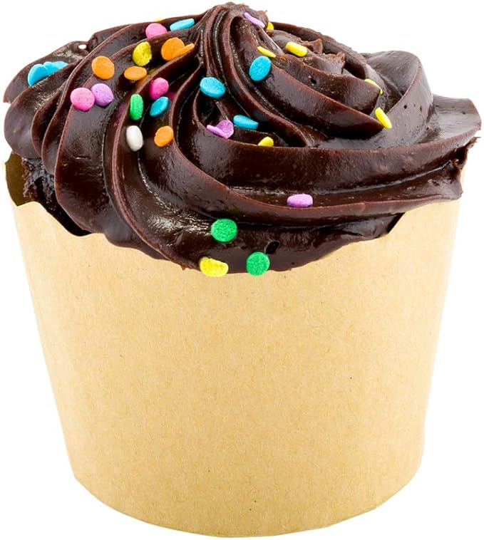 Mini Kraft Paper Baking Cups, 200 Count, Scalloped and Greaseproof