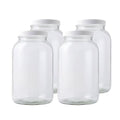 FastRack 1 Gallon Mason Jar with White Airtight Lid (Pack of 4) | Regular Glass Canisters with Airtight Lids | Large Mouth Glass Jar for Food Storage, Canning, Fermentation, Pickling