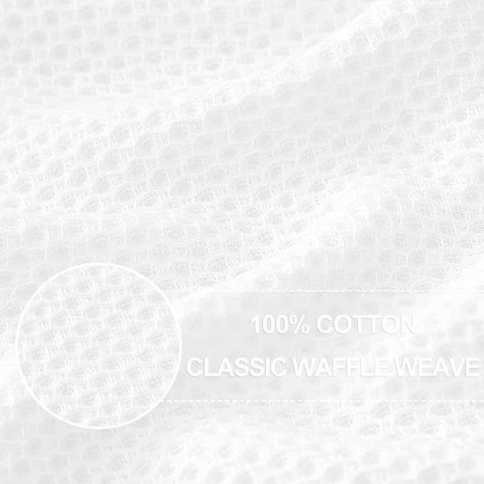 Dish Towels Set, 18-Pack Cotton Waffle Weave Dishcloths, White, 13 x 28 Inches