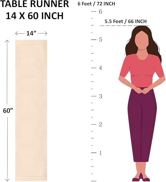 Table Runner in Pumpkin Pure Linen, 14 x 60 Inch Hemstitch