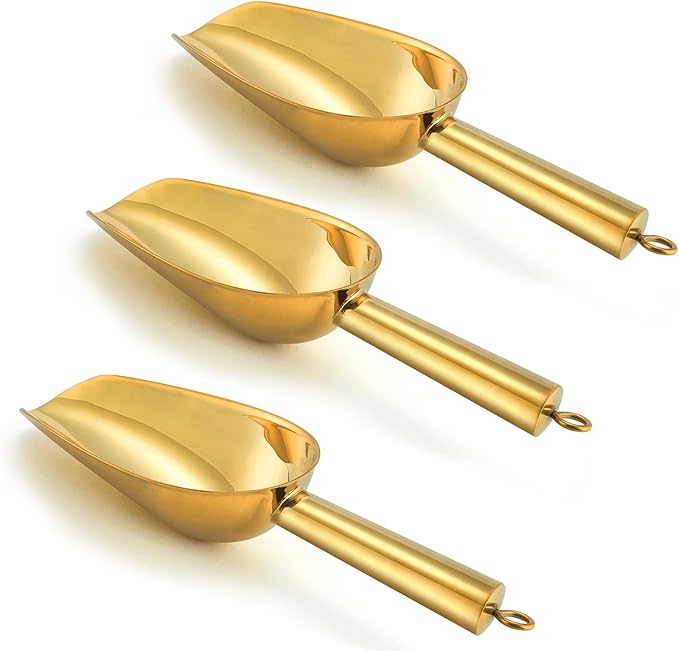 Ice Cream Scoops Set of 3 in Gold Stainless Steel, 6.5-Inch