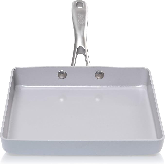 Tamagoyaki Omelet Pan, Ceramic Nonstick Aluminum, 8.5-Inch Silver