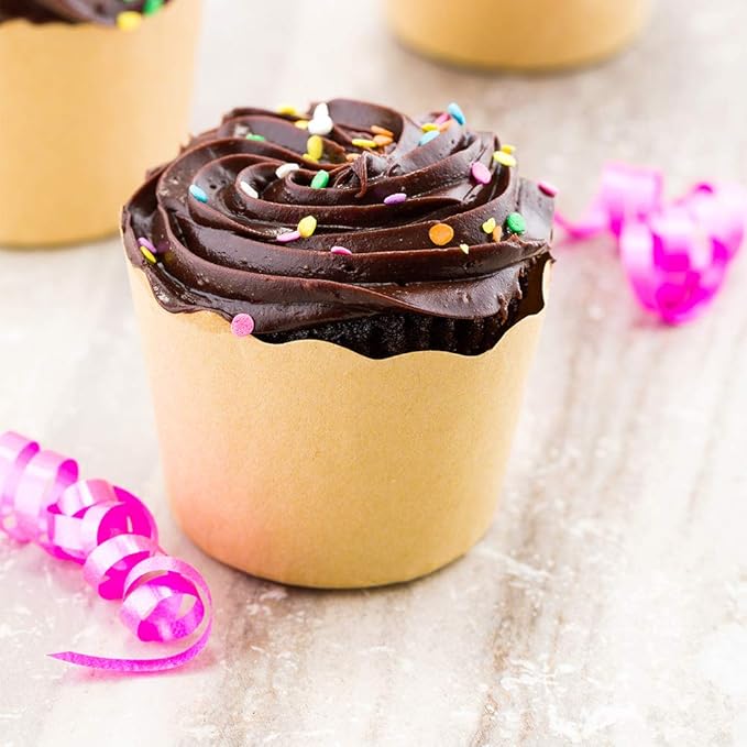 Mini Kraft Paper Baking Cups, 200 Count, Scalloped and Greaseproof