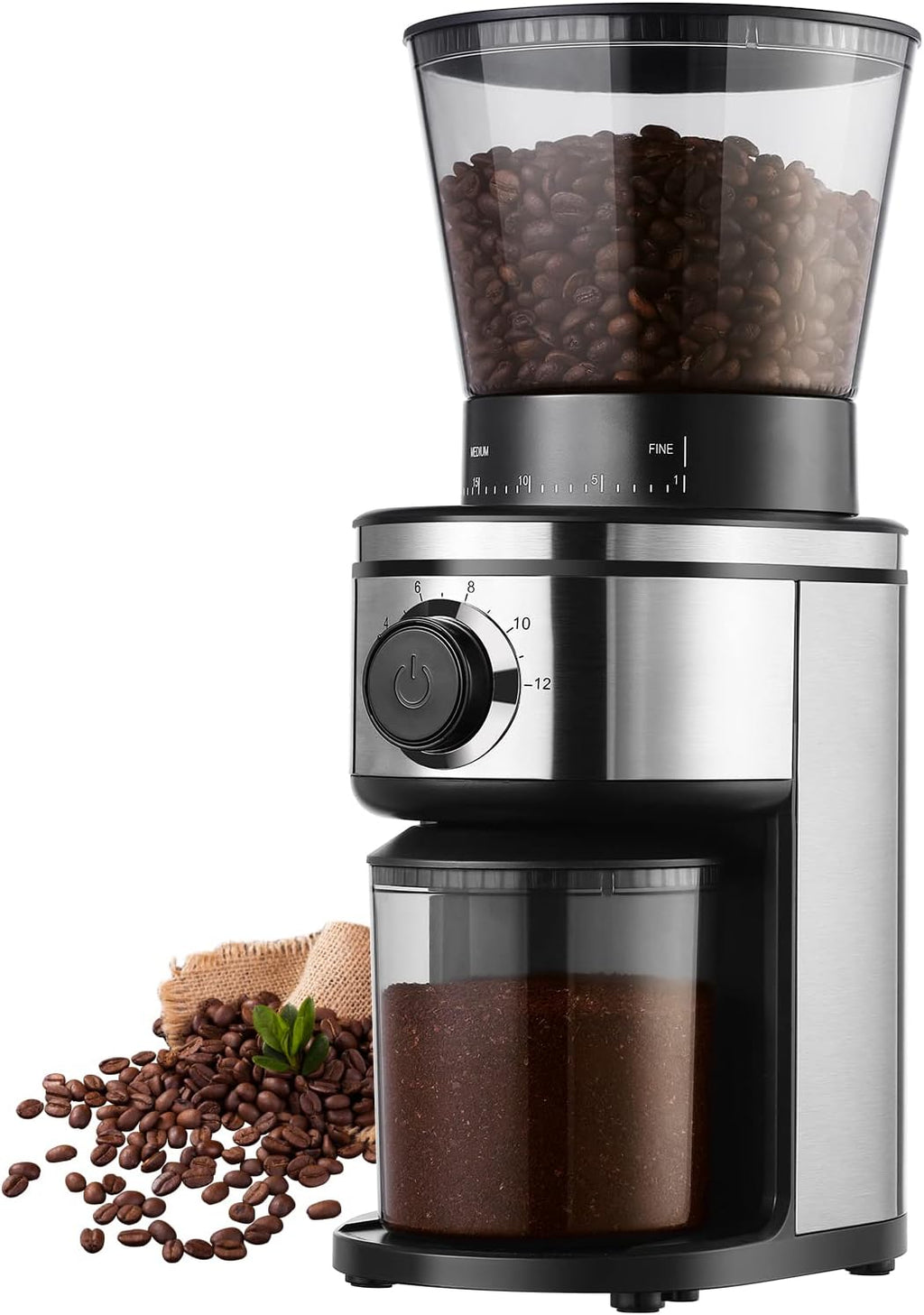 Burr Coffee Grinder, Electric Conical Coffee Bean Grinder With 30 Adjustable