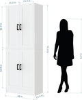 71-Inch Freestanding Pantry Cabinet with Doors and Adjustable Shelves, White