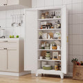 Freestanding Metal Pantry Cabinet with 2 Doors and 5 Adjustable Shelves, White