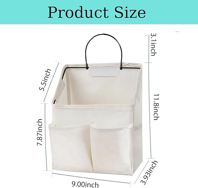 Wall Hanging Organizer Bags, Fabric, 2 Pack White with 5 Pockets