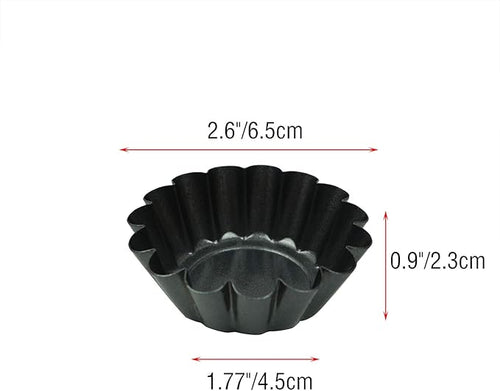 12 Pack Mini Tart Pan, Non-stick Carbon Steel Tart Molds, Pie Mould, Muffin Cupcake Pudding Maker - for Pies, Chinese Tart, Cakes (Size 2.6"x0.9")