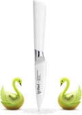 3.5 Inch Paring Knife – German Stainless Steel, Ergonomic Ivory White Handle, Minimalist Small Kitchen Knife for Peeling & Cutting, Ideal Gift for Chefs, Cooks