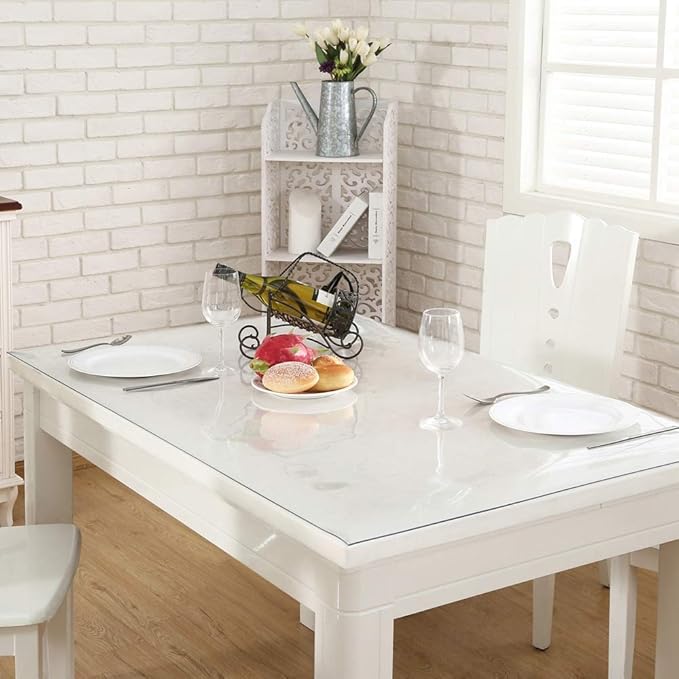 NECAUX Custom 14 x 16 Inch Clear Desk Cover Protector, 1.5mm Thick Plastic Desk Pad Mat, Table Cover Tablecloth Protector for Office Computer Writing Desk, Side Table, End Table, Night Stand, Dresser