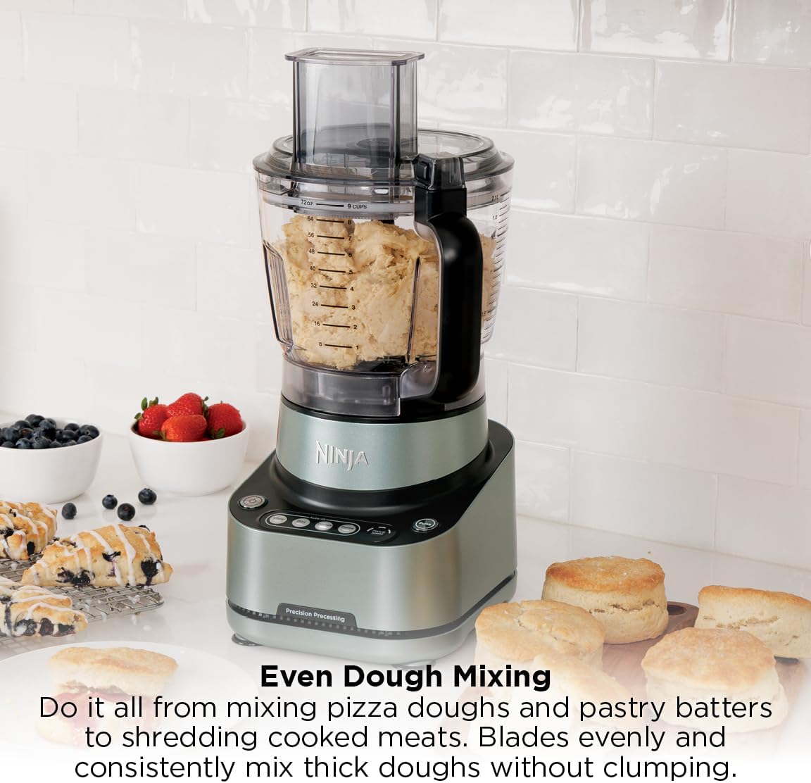 PrecisionPro Food Processor & Dough Mixer, 1000PW, 9-Cup, BZ601 – size reference