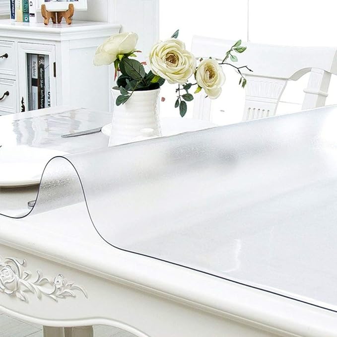 NECAUX Custom 32 x 87 Inch Frosted Table Cover Protector, 1.5mm Thick Wood Grain Transparent Table Pad Non-Slip Tablecloth Plastic Protective Pad for Dining Room Table Meeting Table Living Room Table